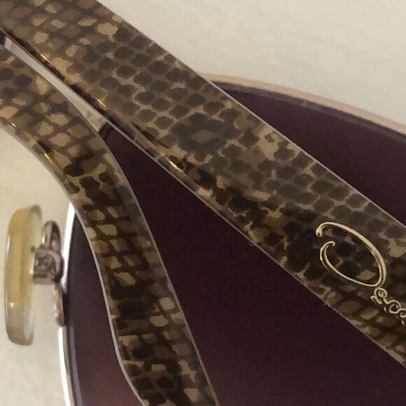Vintage Oscar De la Renta Snakeskin Pattern Aviator Sunglass with Case Purple Go - Picture 5 of 7